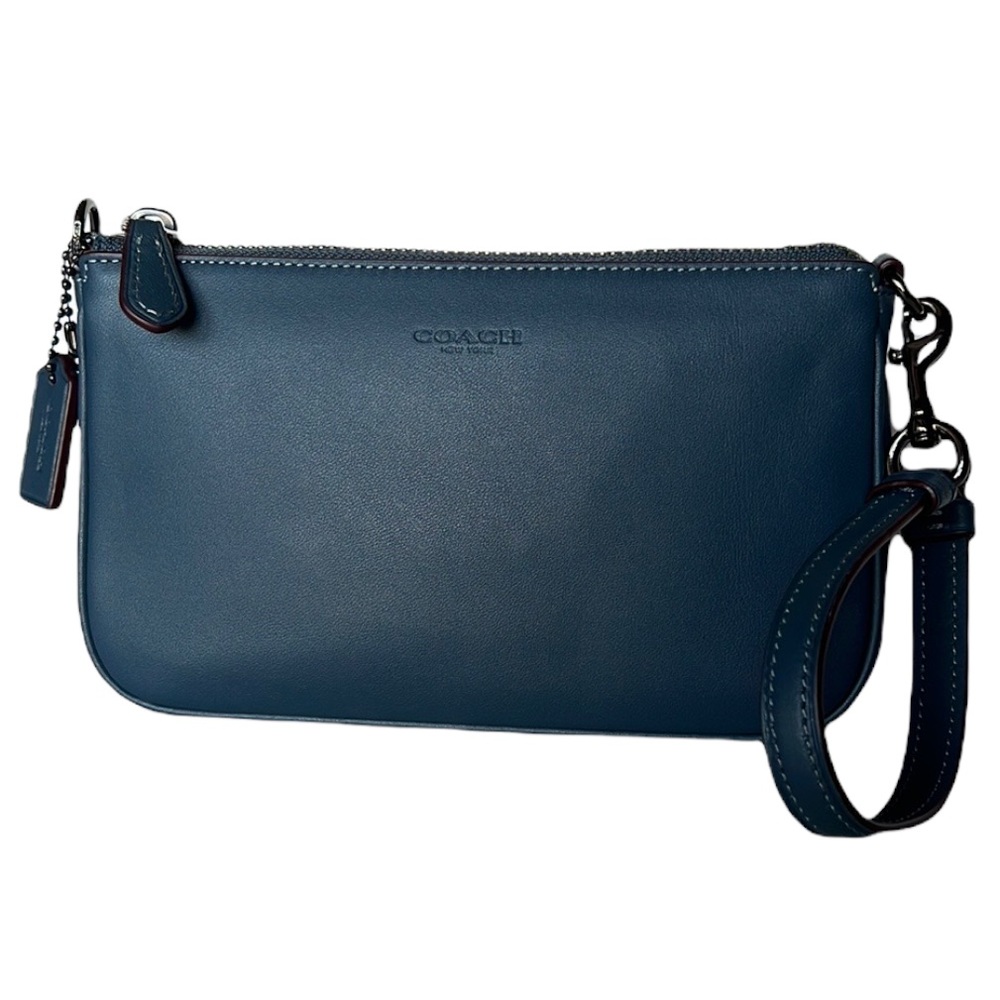 Coach - Smooth Blue Leather Wristlet.